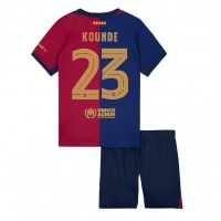 Stroje piłkarskie Barcelona Jules Kounde #23 Koszulka Podstawowej dla dzieci 2024-25 Krótki Rękaw (+ szorty)